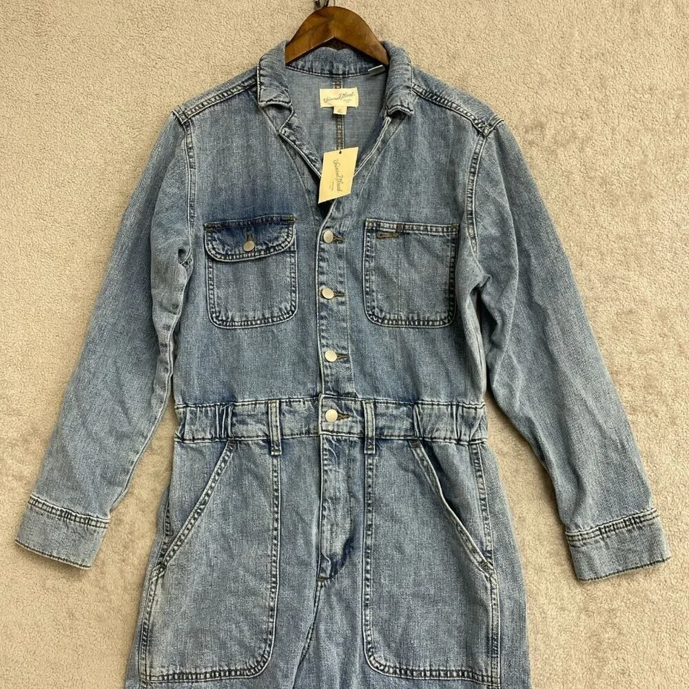 NEW Women's 8/R Long Sleeve Utility Baggy Denim Jumpsuit Universal Thread  h1681 - Picture 5 of 9